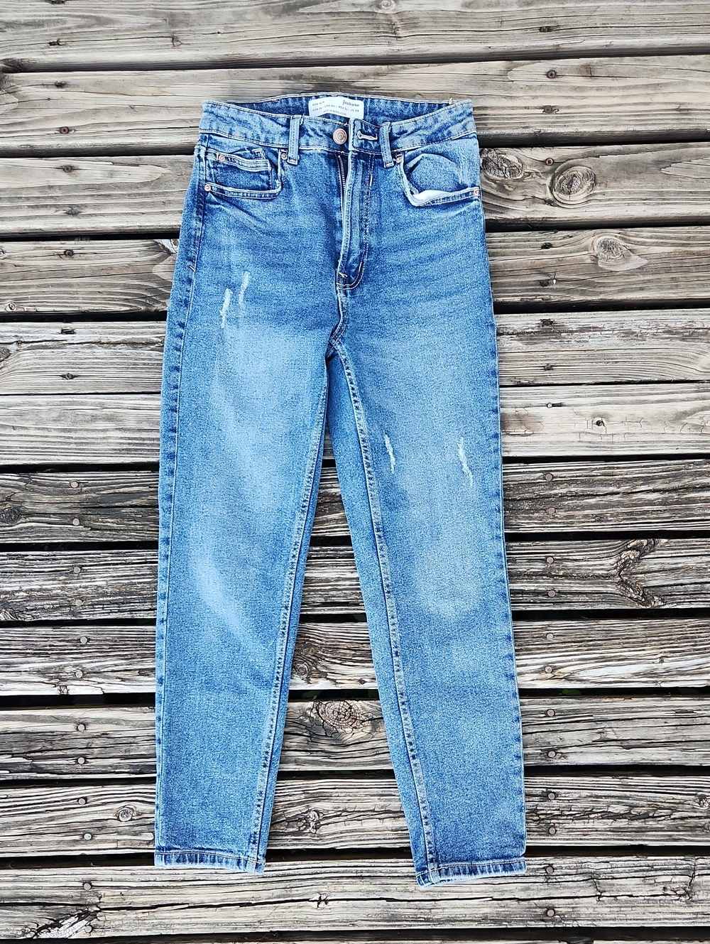 Stradivarius Medium Wash The Original Mom Slim Jean 4 Casual Distressed